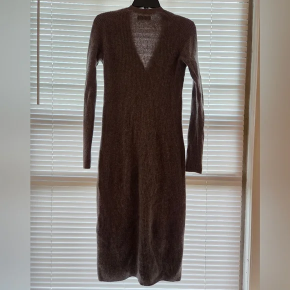 NAADAM Brown Cashmere Ribbed Sweater Dress - Picture 4 of 7